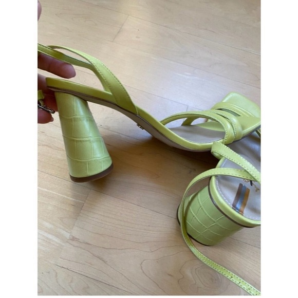 SAM Edelman Bnwot "Kia" Ankle Strap Block Heel Lime Green Women New - Picture 5 of 10